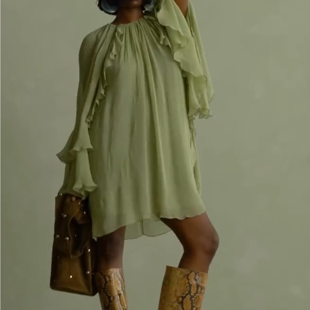 Mango Light Green Ruffled Dress - Picture 9 of 16